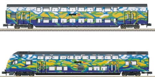 Trix 18299 Emeletes személykocsi-pár vezérlőkocsival, négytengelyes Touristik, DB-AG (E6) (N)