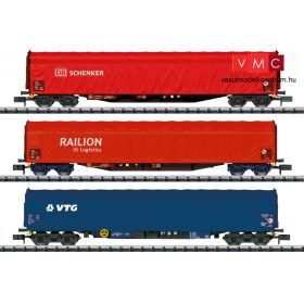   Trix 18801 Ponyvás négytengelyes teherkocsi-készlet, 3-részes Rils, DB-AG / Schenker / VTG (E6) (N)