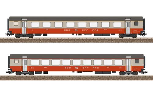 Trix 23691 Személykocsi-pár, négytengelyes EW III típus, Swiss Express, SBB (E4) (H0) - LED belső világítással és áramátvezető kuplungokkal