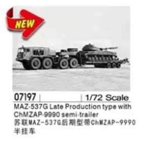   Trumpeter 07197 MAZ-537G late type with ChMZAP-9990 semi-trailer 1/72 harcjármű makett