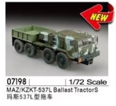 Trumpeter 07198 MAZ/KZKT-537L Ballast Tractor 1/72 harcjármű makett