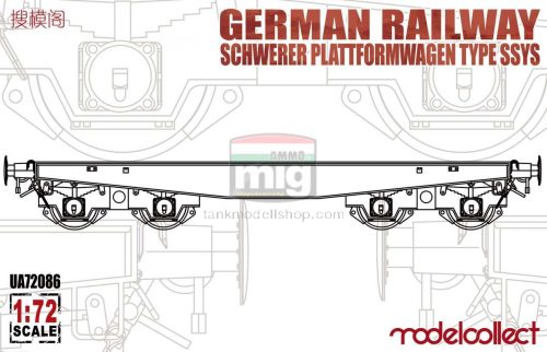UA72086 German Railway Schwerer Plattformwagen Type ssys 1+1 pack makett