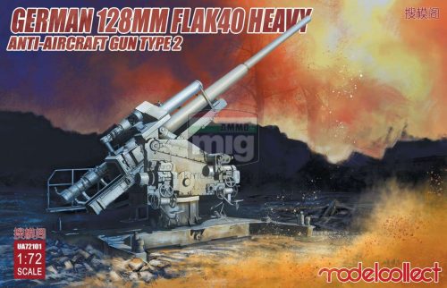 UA72101 German 128mm Flak40 heavy Anti-Aircraft Gun Type 2 makett
