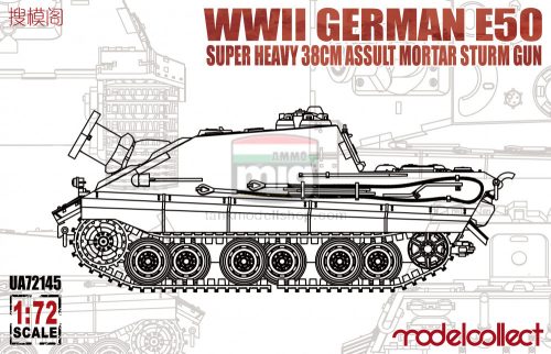 UA72145 WWII German E-50 super heavy 38cm assult mortar sturm gun makett