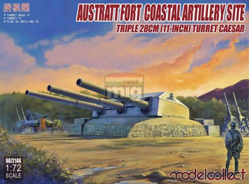 UA72148 Austratt fort coastal artillery site triple 28cm turret Caesar (2 * flak 40 zwilling in