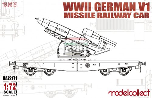 UA72171 WWII Germany V1 Missile Railway Car makett