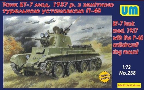 Unimodels UM238 BT-7 tank mod.1937 with the P-40 antiaircraft ring mount (1/72)