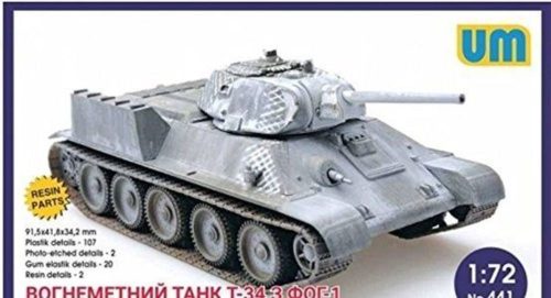 Unimodels UM441 T-34 flame-throwing tank with FOG-1 (1/72)