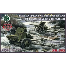   Unimodels UMT605 45mm Antitank gun 19-K (1932) and 76mm Regimental gun OB-25 (1943) (1/72)