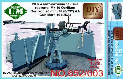 Unimodels UMT652-003 Oerlikon 22mm/70 (0,79'') AA gun mark 10 (1/72)