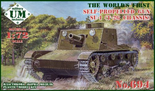 Unimodels UMT694-01 SU-1 (T-26 chassis) self-propelled gun, plastic tracks (1/72)