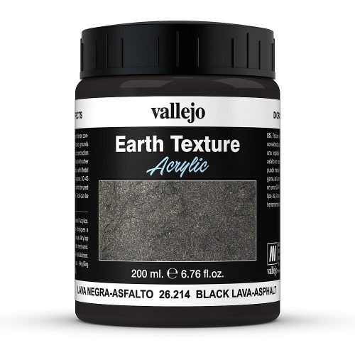 Vallejo 26214 Stone Texture - Black Lava 200 ml - fekete mikroszemcsés paszta diorámakészít