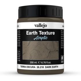   Vallejo 26218 Stone Texture - Dark Earth 200 ml, sötétbarna színű mikroszemcsés paszta diorámakészítéshez
