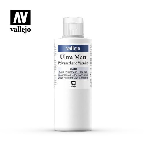 Vallejo 27653 Polyurethane Ultra Matt Varnish, 200 ml - Premium Opaque (Acrylic Polyurethane Airbrush Color)