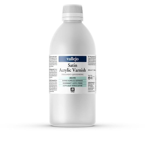 Vallejo 28519 Satin Acrylic Varnish, 500 ml - Selyemfényű akril lakk