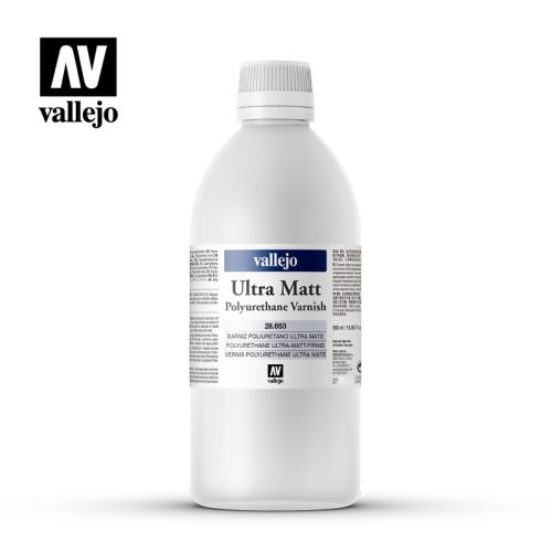 Vallejo 28653 Polyurethane Ultra Matt Varnish, 500 ml - Premium Opaque (Acrylic Polyurethane Airbrush Color)