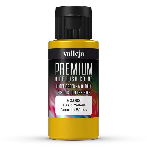 Vallejo 62003 Basic Yellow - Premium Opaque (Acrylic Polyurethane Airbrush Color) 60 ml