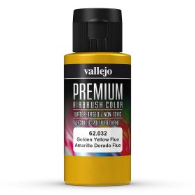   Vallejo 62032 Golden Yellow Fluorescent - Premium Opaque (Acrylic Polyurethane Airbrush Color) 60 ml
