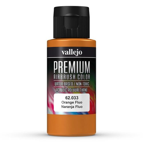 Vallejo 62033 Orange Fluorescent - Premium Opaque (Acrylic Polyurethane Airbrush Color) 60 ml