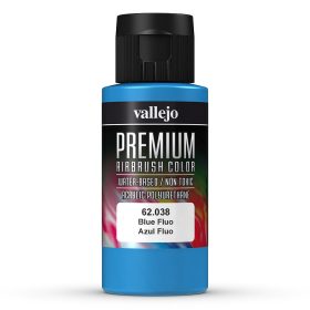   Vallejo 62038 Blue Fluorescent - Premium Opaque (Acrylic Polyurethane Airbrush Color) 60 ml
