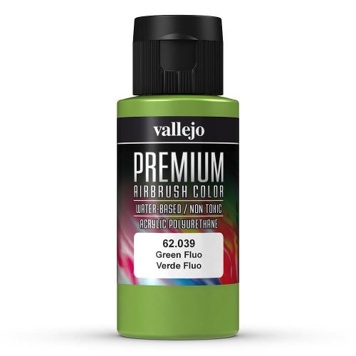 Vallejo 62039 Green Fluorescent - Premium Opaque (Acrylic Polyurethane Airbrush Color) 60 ml