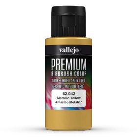   Vallejo 62042 Metallic Yellow - Premium Opaque (Acrylic Polyurethane Airbrush Color) 60 ml
