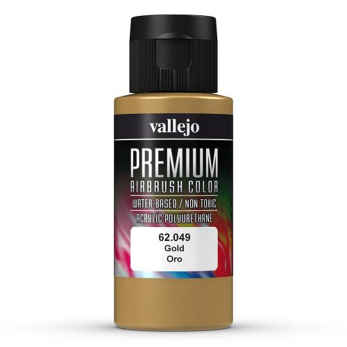 Vallejo 62049 Metallic Gold - Premium Opaque (Acrylic Polyurethane Airbrush Color) 60 ml