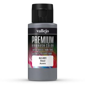   Vallejo 62051 Metallic Steel - Premium Opaque (Acrylic Polyurethane Airbrush Color) 60 ml