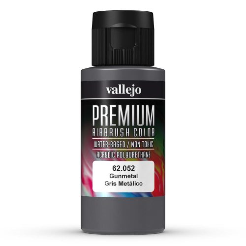 Vallejo 62052 Metallic Gunmetal - Premium Opaque (Acrylic Polyurethane Airbrush Color) 60 ml