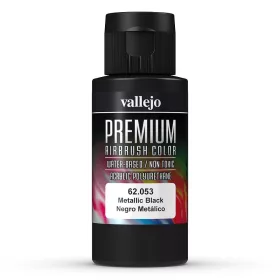   Vallejo 62053 Metallic Black - Premium Opaque (Acrylic Polyurethane Airbrush Color) 60 ml