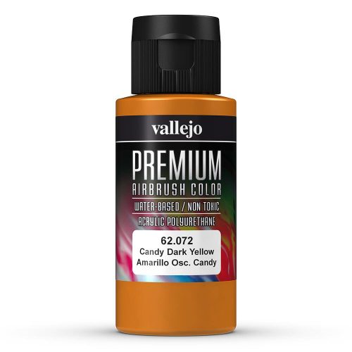 Vallejo 62072 Candy Dark Yellow - Premium Opaque (Acrylic Polyurethane Airbrush Color) 60 ml