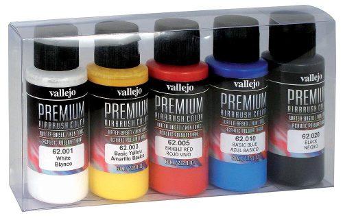 Vallejo 62101 Matt Color Set - Premium Opaque (Acrylic Polyurethane Airbrush Color) 5 x 60 ml