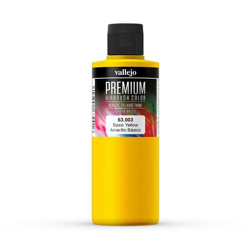 Vallejo 63003 Basic Yellow - Premium Opaque (Acrylic Polyurethane Airbrush Color) 200 ml