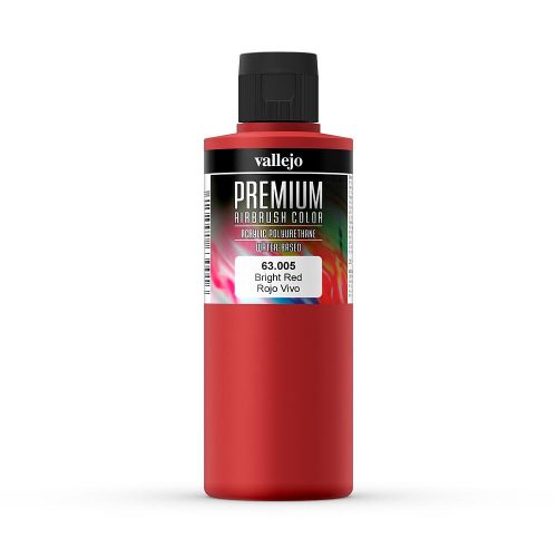 Vallejo 63005 Bright Red - Premium Opaque (Acrylic Polyurethane Airbrush Color) 200 ml