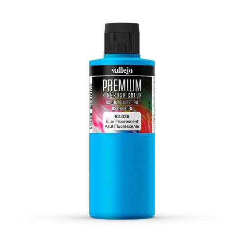 Vallejo 63038 Blue Fluorescent - Premium Opaque (Acrylic Polyurethane Airbrush Color) 200 ml