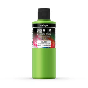   Vallejo 63039 Green Fluorescent - Premium Opaque (Acrylic Polyurethane Airbrush Color) 200 ml