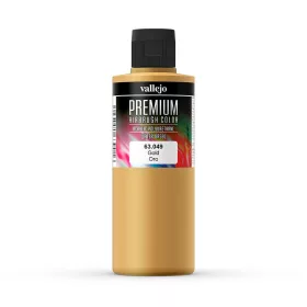   Vallejo 63049 Metallic Gold - Premium Opaque (Acrylic Polyurethane Airbrush Color) 200 ml