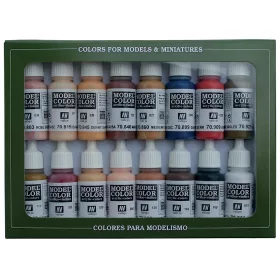   Vallejo 70125 Model Color set - Face & Skintones (16 x 17 ml color set)