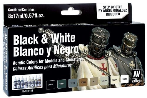 Vallejo 70151 Special Model Color set - Black and White (8 x 17 ml)