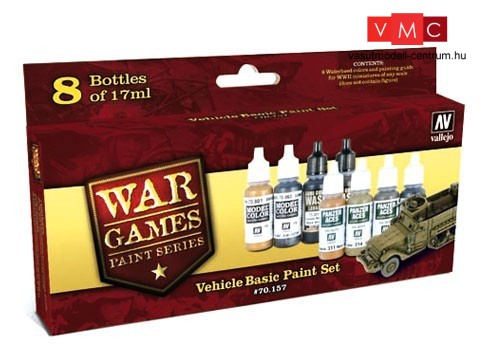 Vallejo 70157 War Games Paint Series - Vehicle Basic Paint Set (8 x 17ml)