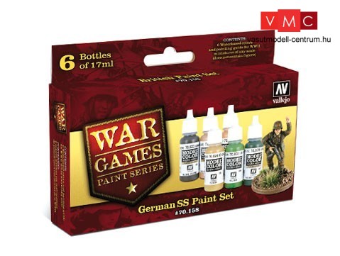 Vallejo 70158 War Games Paint Series - German SS Paint Set (6 x 17ml)