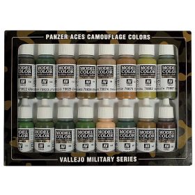   Vallejo 70179 Model Color Set - Panzer Aces Camouflage Set (16 x 17ml)