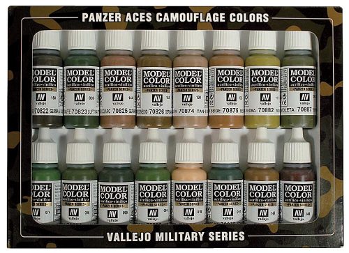 Vallejo 70179 Model Color Set - Panzer Aces Camouflage Set (16 x 17ml)