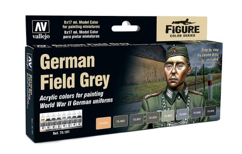 Vallejo 70181 Model Color Set - German Field Grey Uniform WWII. Set (8 x 17ml)