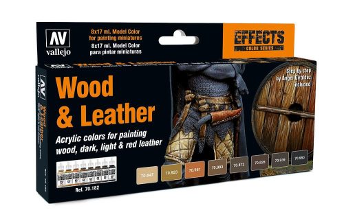 Vallejo 70182 Model Color Set - Wood and Leather Set (8 x 17ml)