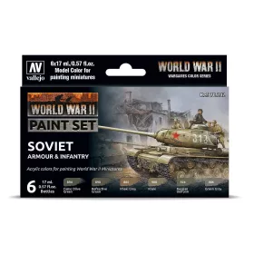   Vallejo 70202 Color-Set, WWII Soviet Armour & Infantry, 6 x 17 ml (Model Color)