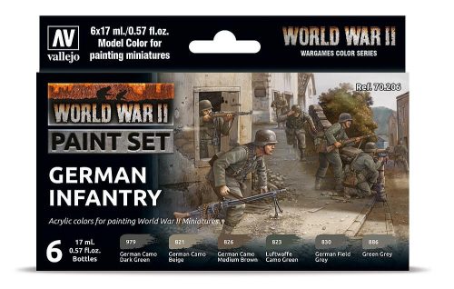 Vallejo 70206 Color-Set, WWII German Infantry, 6x17 ml (Model Color)
