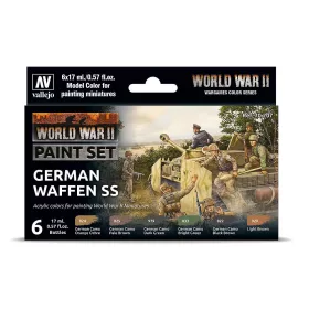   Vallejo 70207 Color-Set, WWII German Waffen SS, 6x17 ml (Model Color)