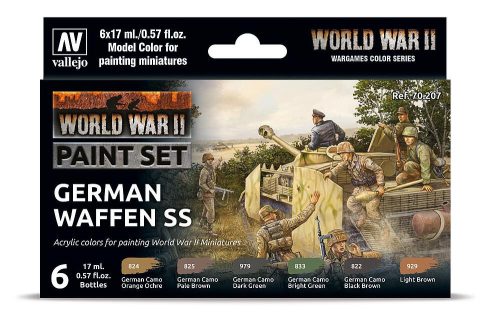 Vallejo 70207 Color-Set, WWII German Waffen SS, 6x17 ml (Model Color)