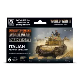   Vallejo 70209 Color-Set, WWII Italian Armour & Infantry, 6x17 ml (Model Color)